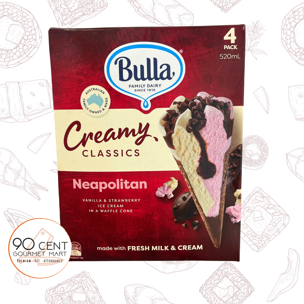 澳洲 Bulla Creamy Classic 三色雪糕甜筒 4支裝